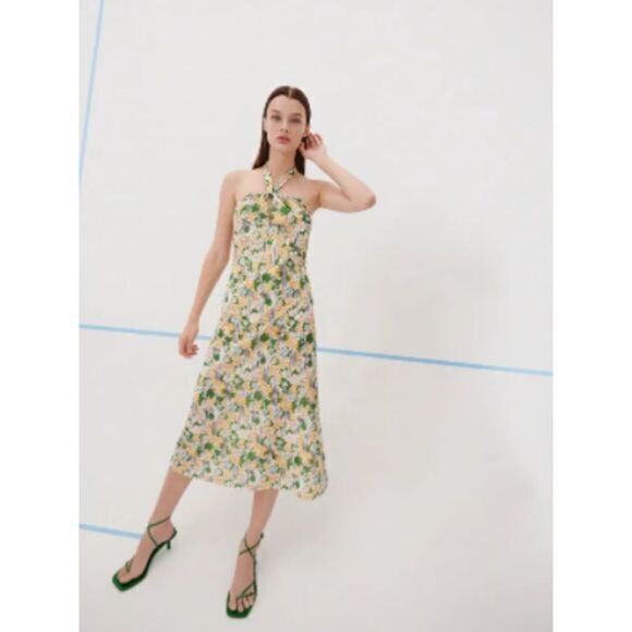ZARA Short Halter Print Dress Medium - Picture 1 of 4